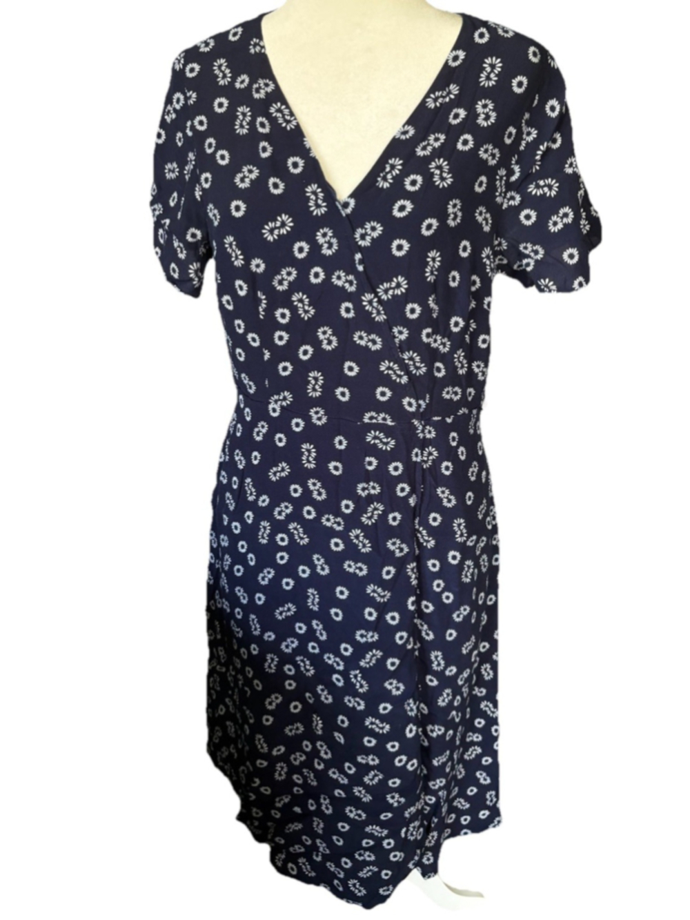 NEW Talbots Women Floral Print V Neck Short Sleeve Midi Wrap Dress Size 10